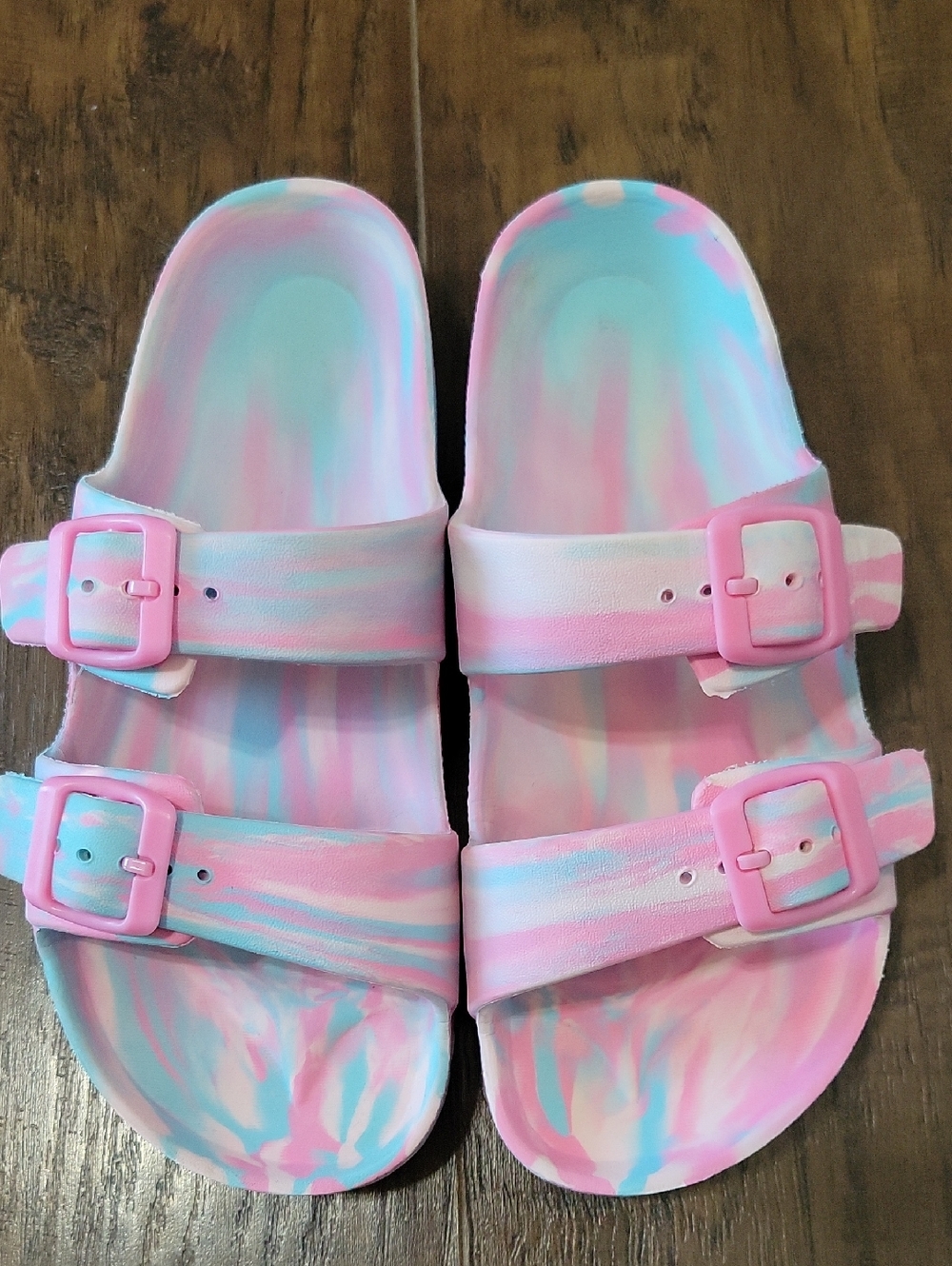 Cat & Jack Pastel Pink and Blue Tie-Dye Slide Sandals